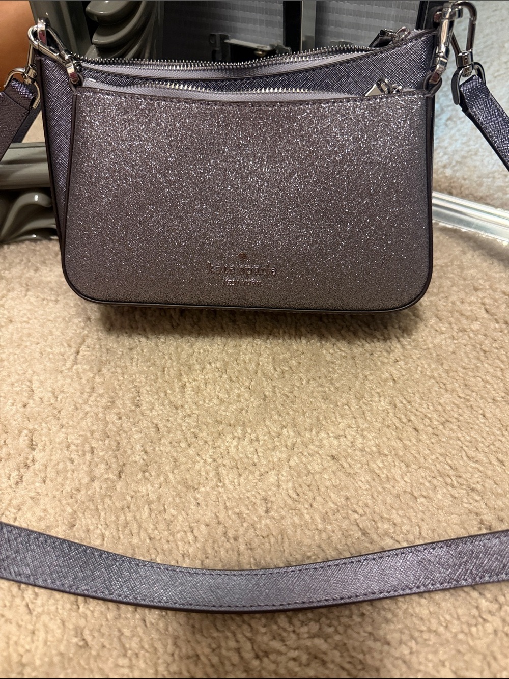 Kate Spade Glitter Crossbody Bag - Metallic Lavender